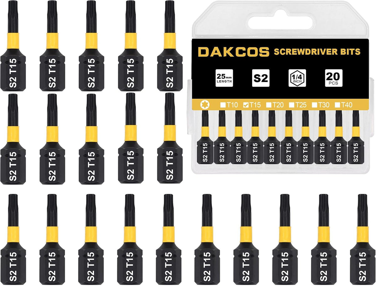 Set 20 Pzas Brocas Torx T15 Acero Aleación S2 1pulg