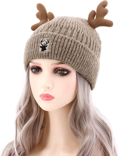 Gorro de punto de ganchillo antorcha de renos para adultos