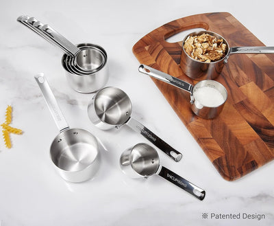 Set 5 Tazas Medidoras Acero Inox 18/10 Plata