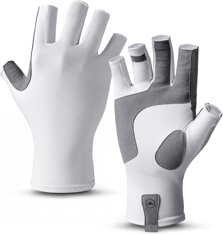 Guantes pesca sin dedos UV UPF 50 agarre reforzado