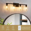 Lámpara baño 4 luces estilo rústico vidrio negro