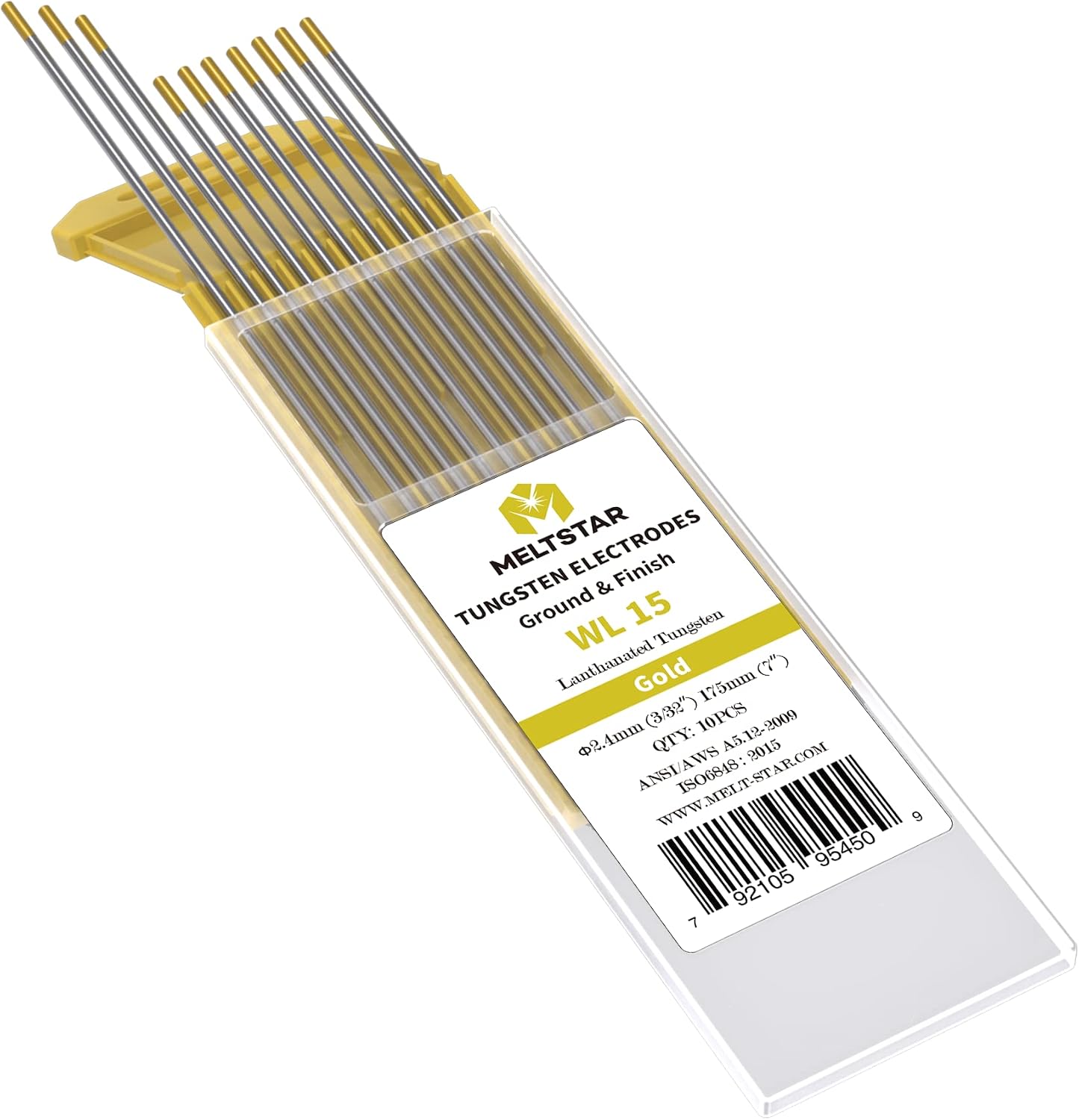 Electrodos Tungsteno Lantanado 3/32x7pulg Oro Pack 10