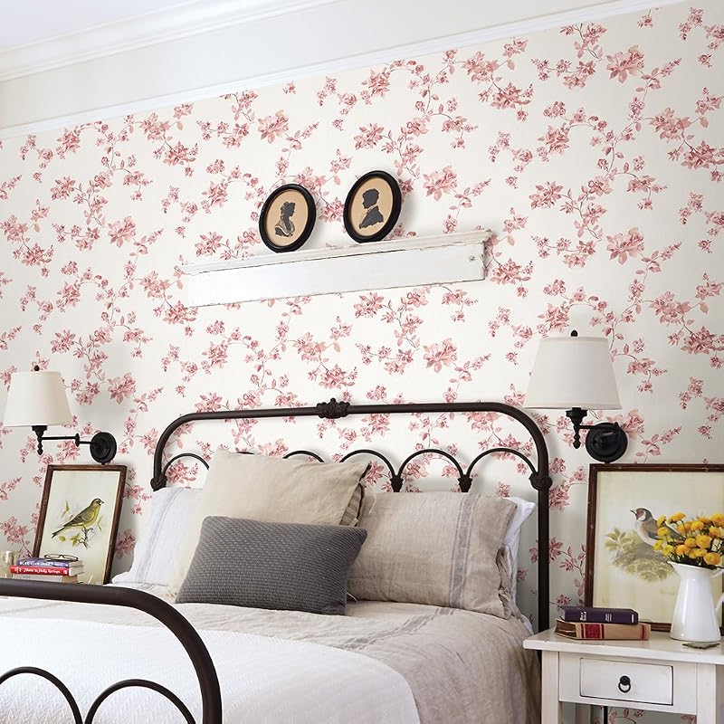 Papel pintado floral rosa 56ft2