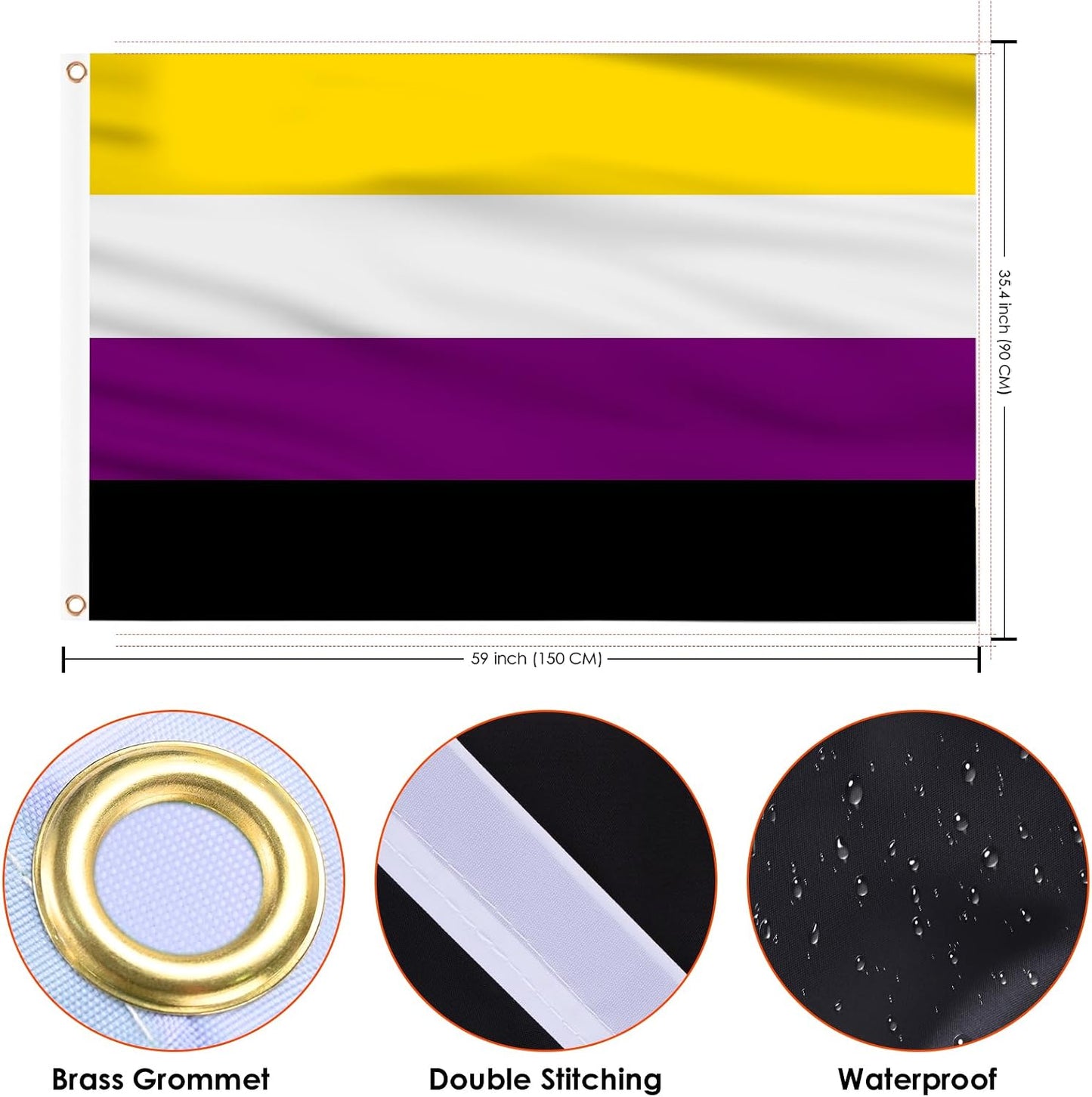 Bandera no binaria 2uds 3x5ft doble cara latón