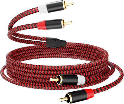 Cable RCA 2 machos trenzado nylon para subwoofer y amplificador