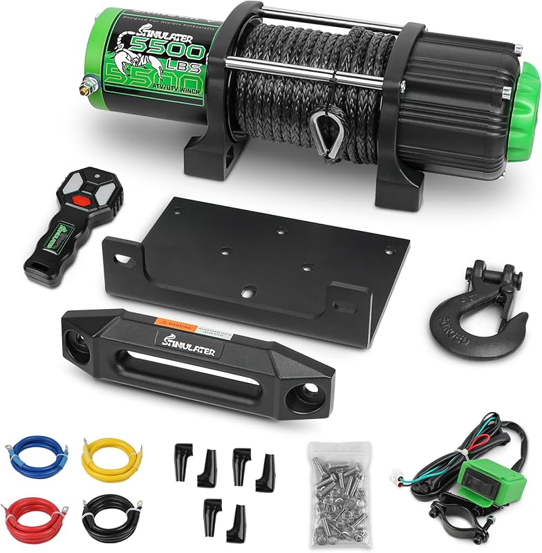 Cabrestante eléctrico ATV 12V cuerda 1/4pulg x50ft