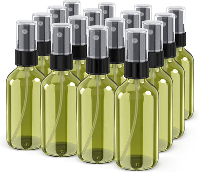 Botella spray vidrio 2oz recargable 16 pzas verde