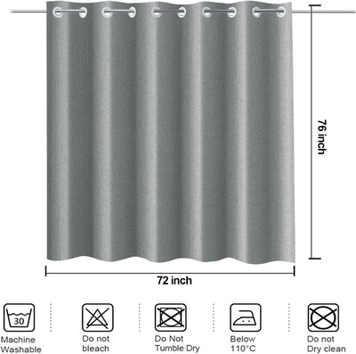Cortina ducha extra larga 72x96pulg tela gris resistente agua