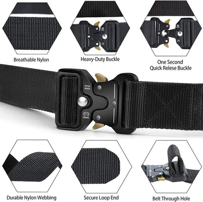 Cinturón táctico para hombre estilo militar con hebilla