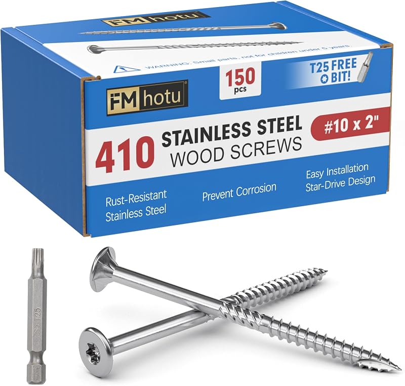 Tornillos acero inox 410 #10x2pulg 150pzas T25 madera