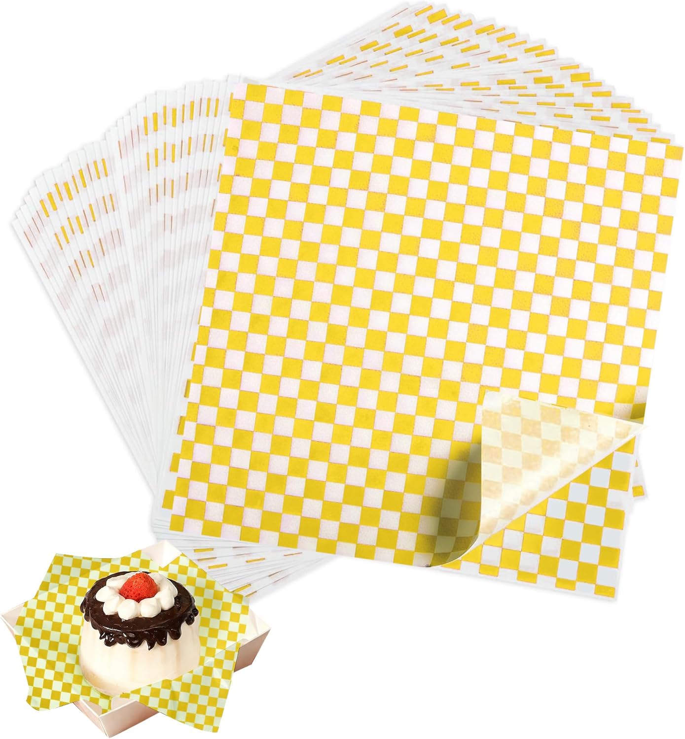 Papel encerado cuadros 7x7pulg 120 hojas rosa amarillo