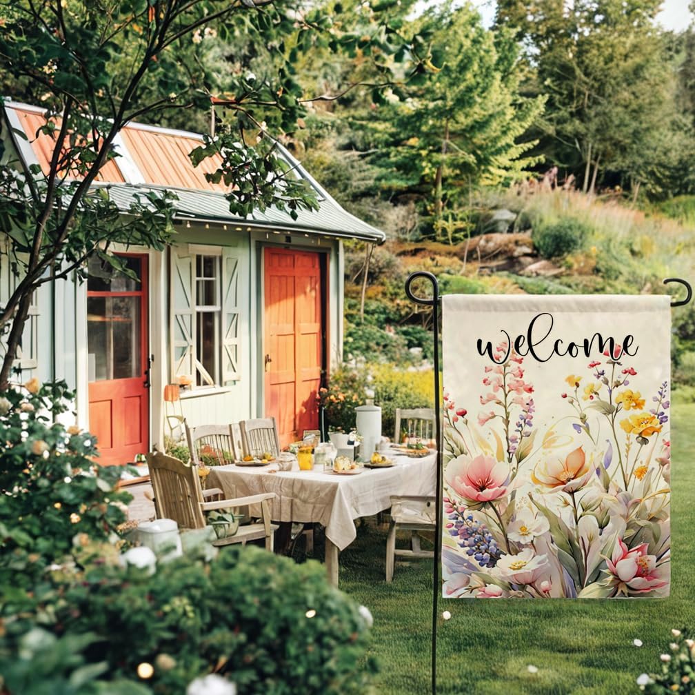 Bandera jardín floral 12.5x18pulg doble cara decoración patio