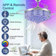 Ventilador techo cristal RGB 36" luz Bluetooth 6 vel