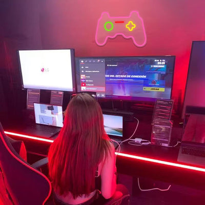 Letrero neón gamepad USB para decorar habitación niña