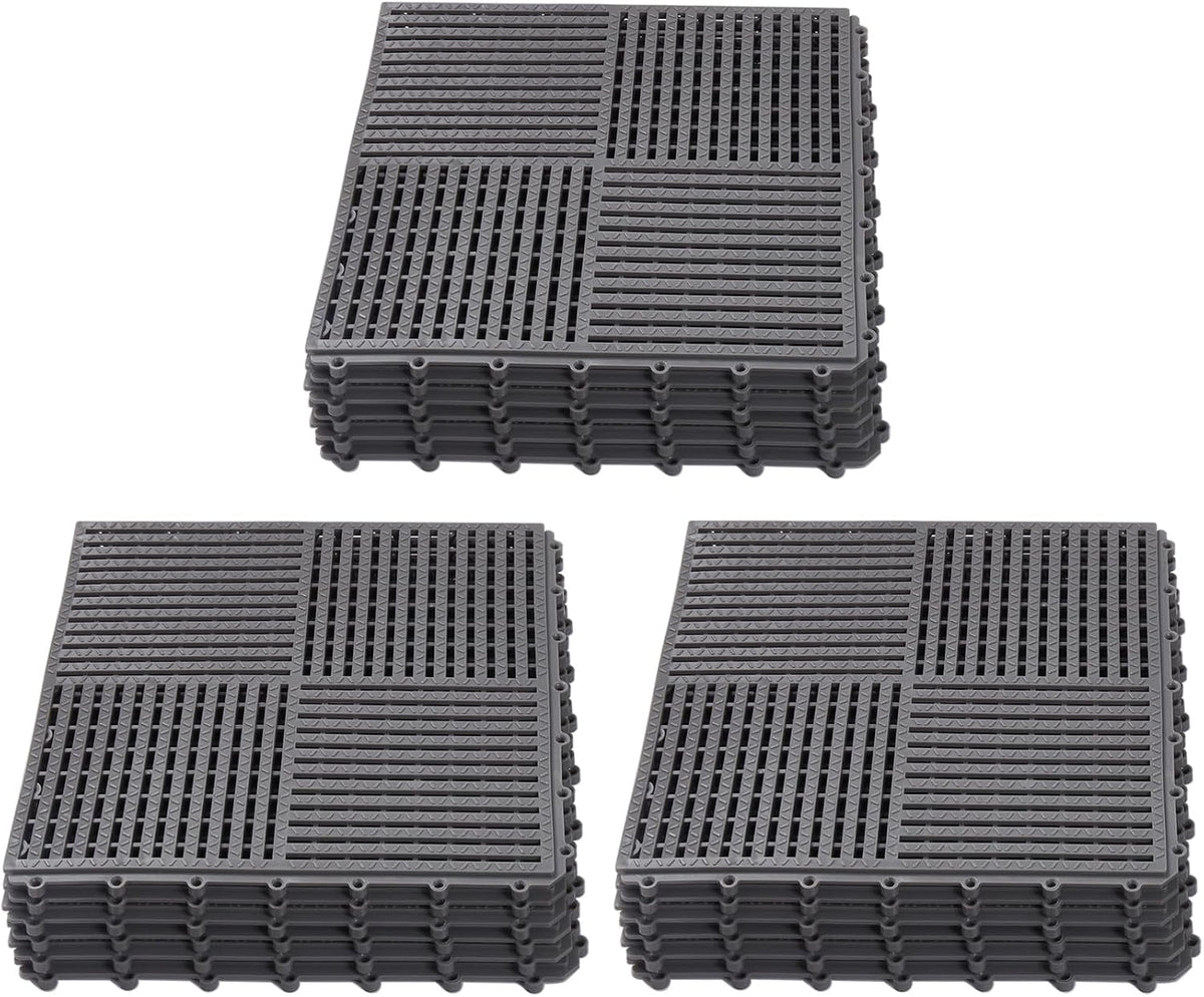 18 Tapetes Antiderrap 12x12pulg Grises 0.4pulg Grosor