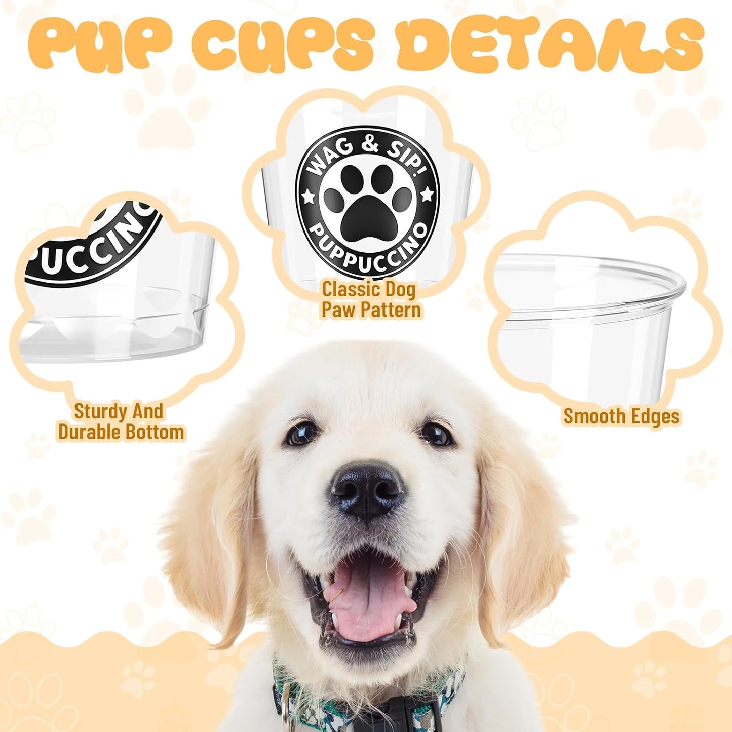50 Tazas Plástico 3oz para Perros Mini Capuchino