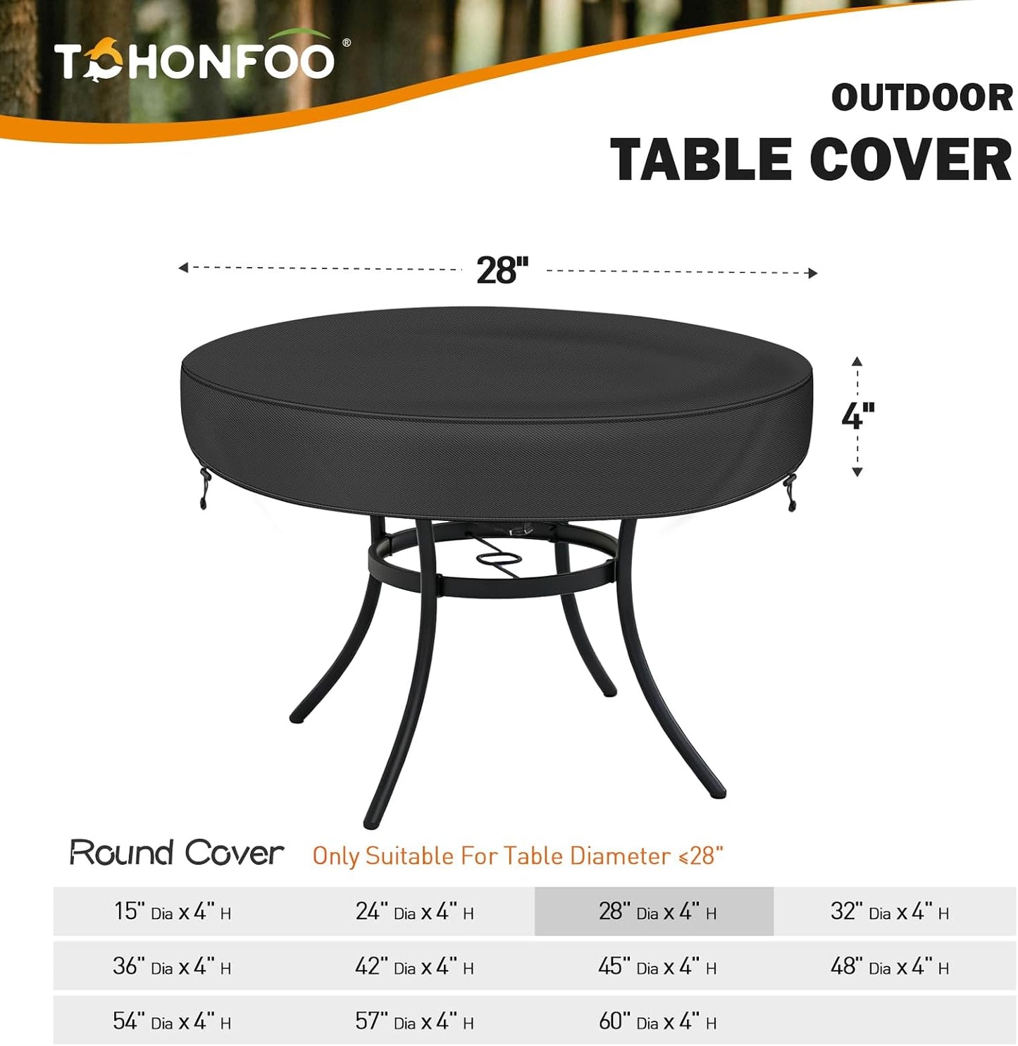 Funda redonda mesa patio impermeable anti-UV 26-28"