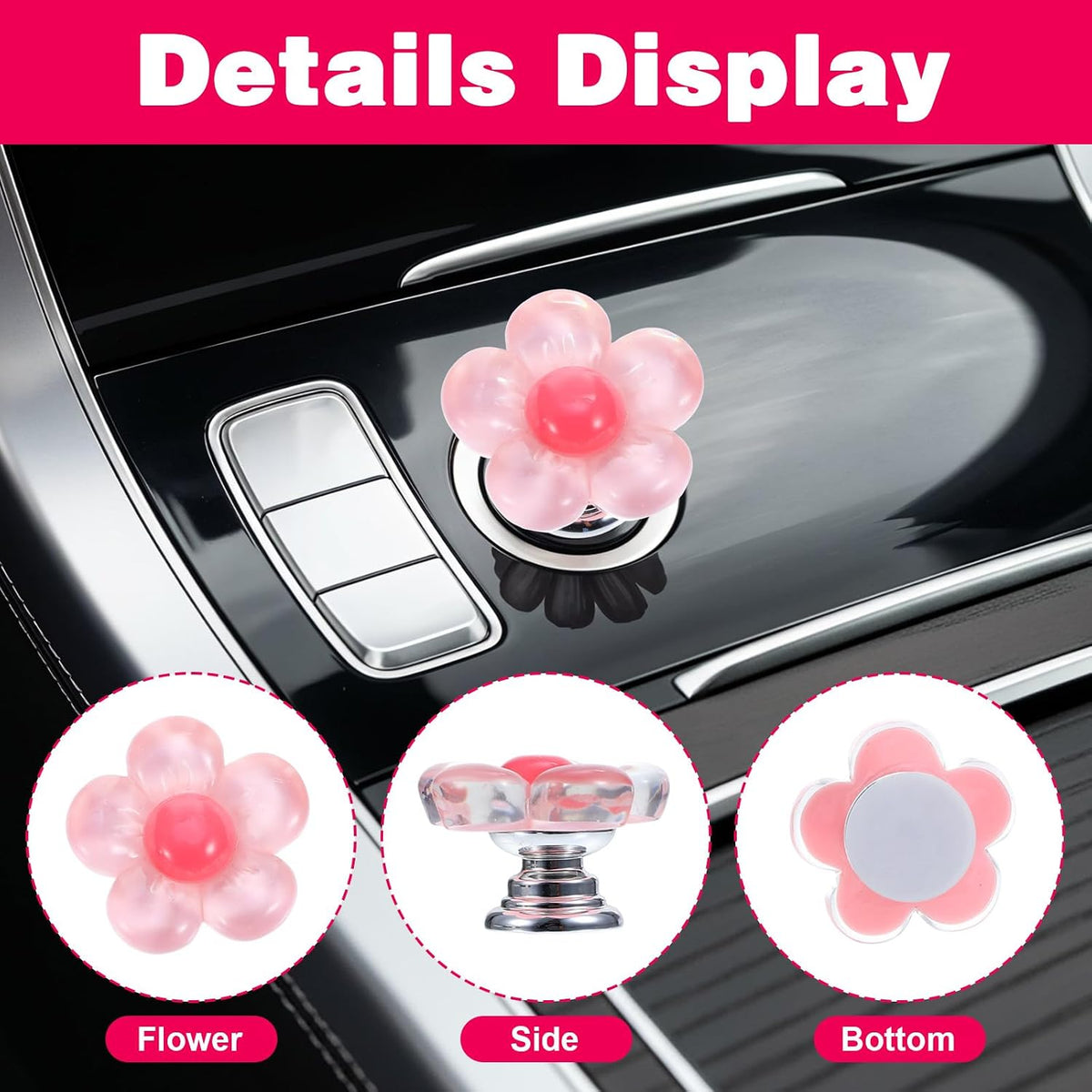 2 Pzas Cubierta Botón Arranque Resina Rosa Decoración Coche