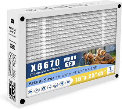 Filtro horno MERV 13 16x25x5 plisado comp Lennox x6670