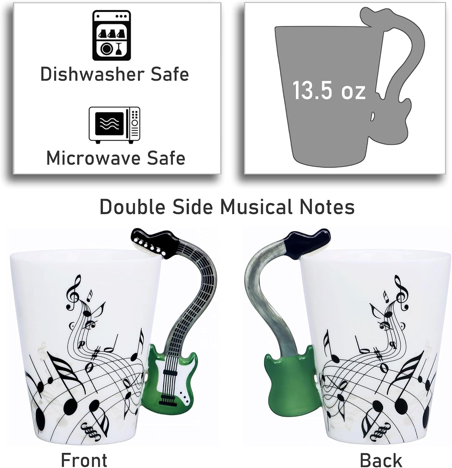 Taza Guitarra 13.5oz Regalo para Guitarristas