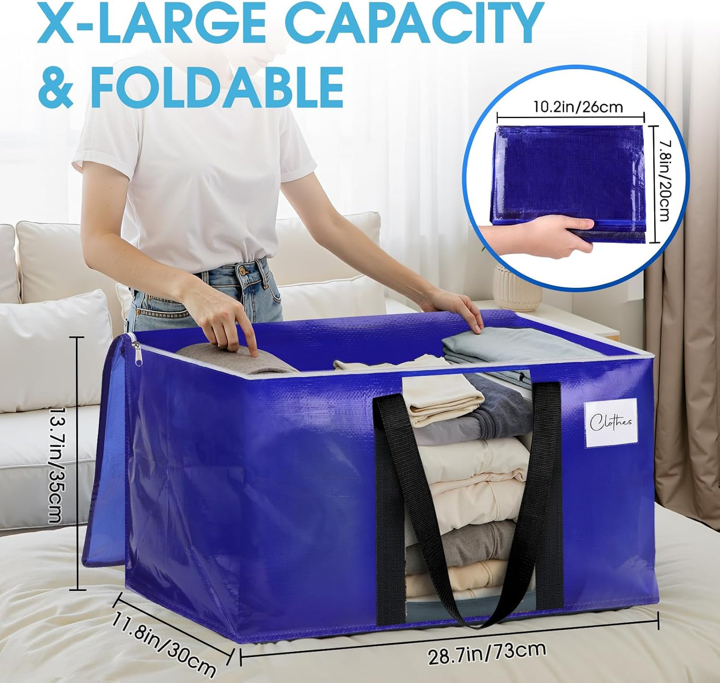 10 Pzas Bolsas Mudanza con Ventana Asas Fuertes Cremallera