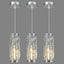 Lámpara colgante cromada mini candelabro cristal pack 3