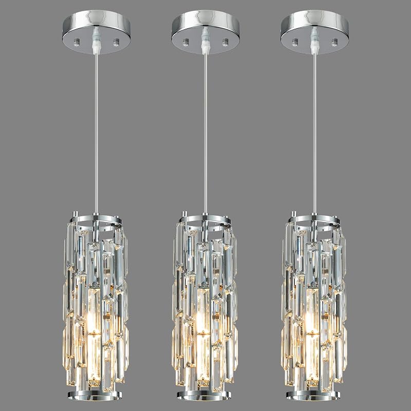 Lámpara colgante cromada mini candelabro cristal pack 3