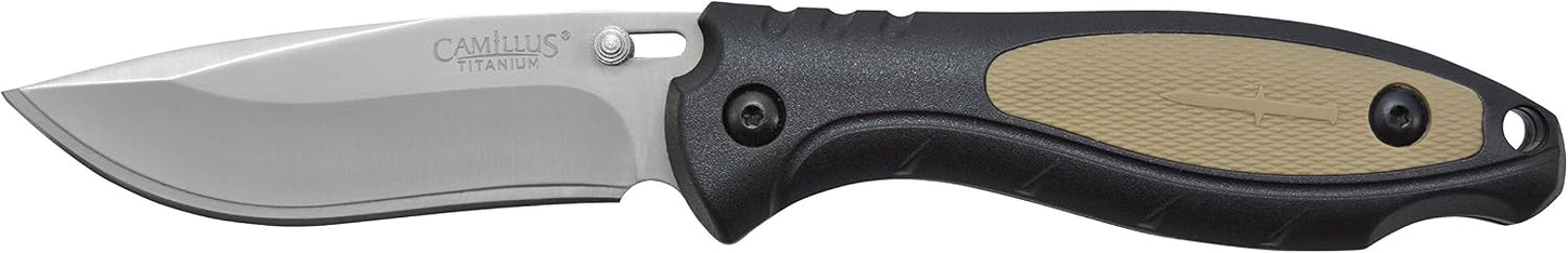 Cuchillo hoja fija 8pulg negro/marrón
