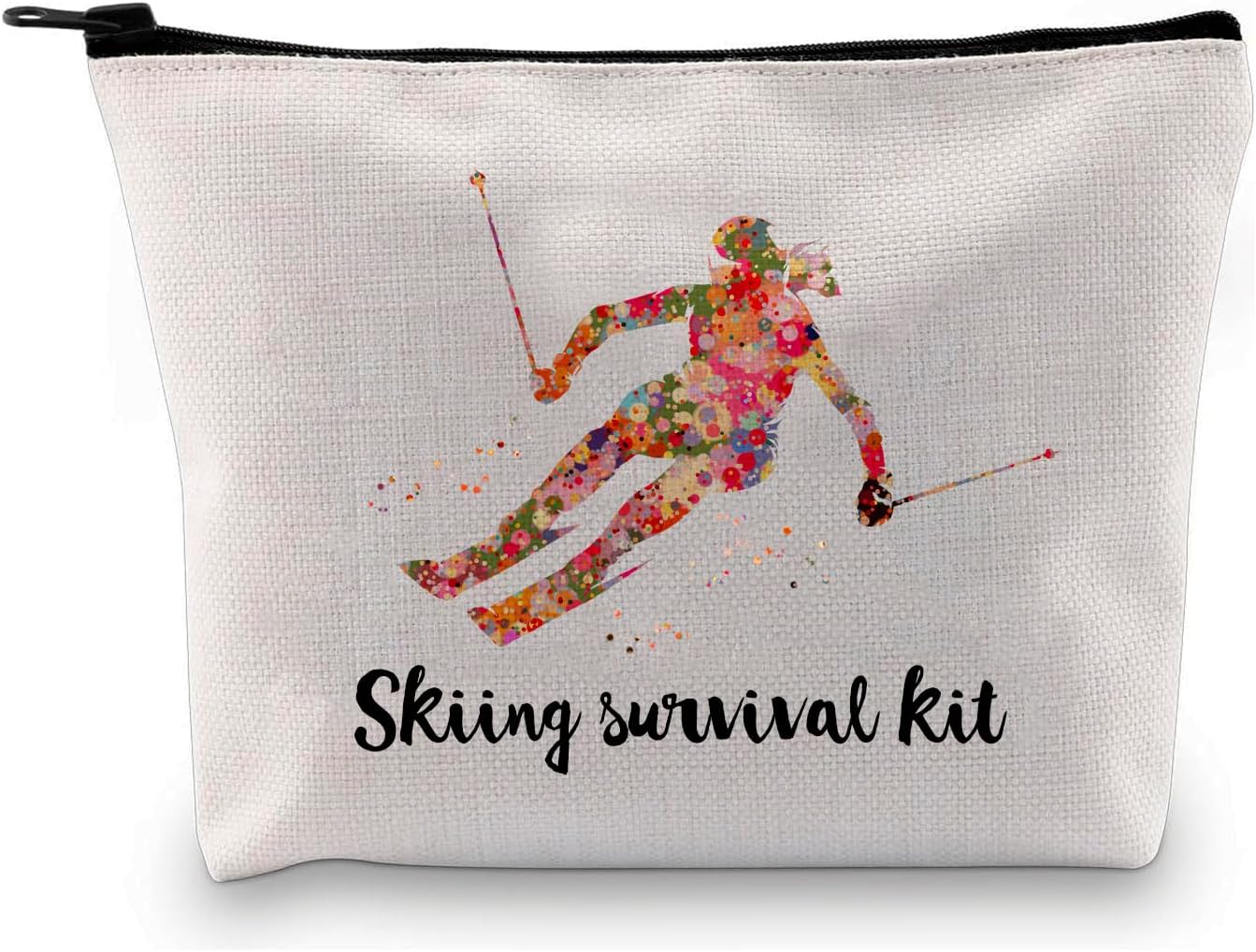 Bolsa maquillaje temática esquí blanco