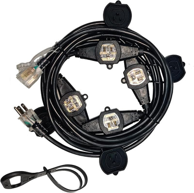 Cable extensión 25ft 5 tomas SJTW 3 clavijas enchufe