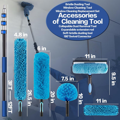 Kit limpieza plumero 20ft poste 5-12ft ventilador alto reutilizable