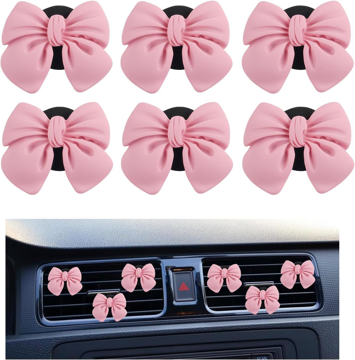 6 Clips Ventilación Auto con Lazo Regalo Lindo