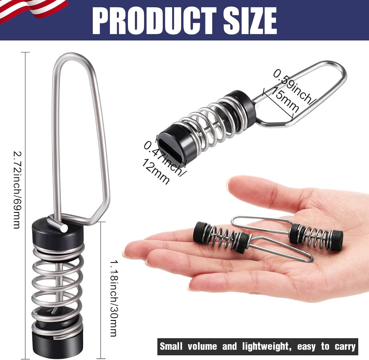 Clips bandera acero inox para halyardas antenas luces popa