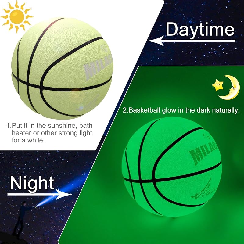 Balón baloncesto que brilla en oscuridad tamaño 5/6/7 con bomba