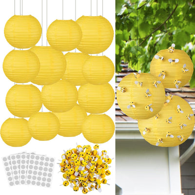 140 Linternas Papel Abeja 6-10pulg Amarillo 3D Colgantes Fiesta