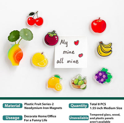 Juego 8 imanes decorativos frutas plástico mediano