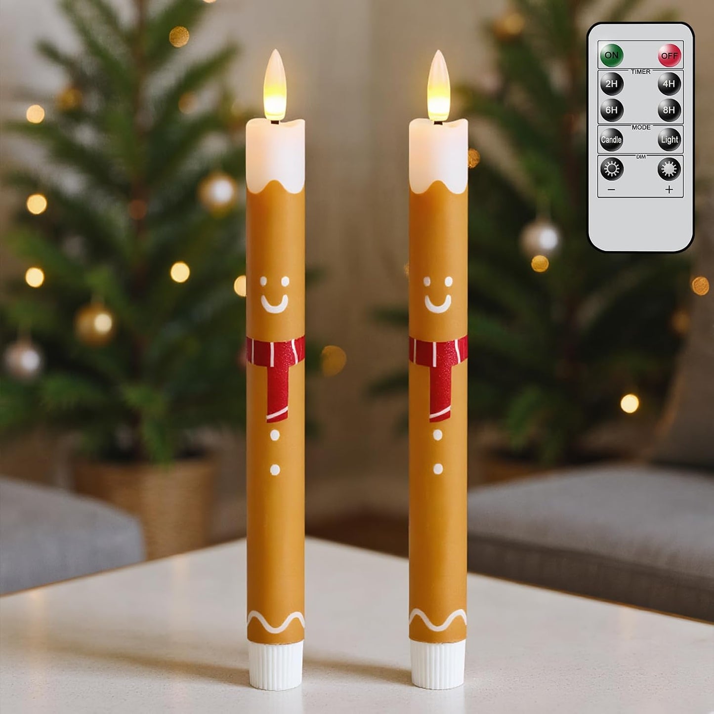 Velas cónicas navidad con temporizador 6h 2 candelabros led
