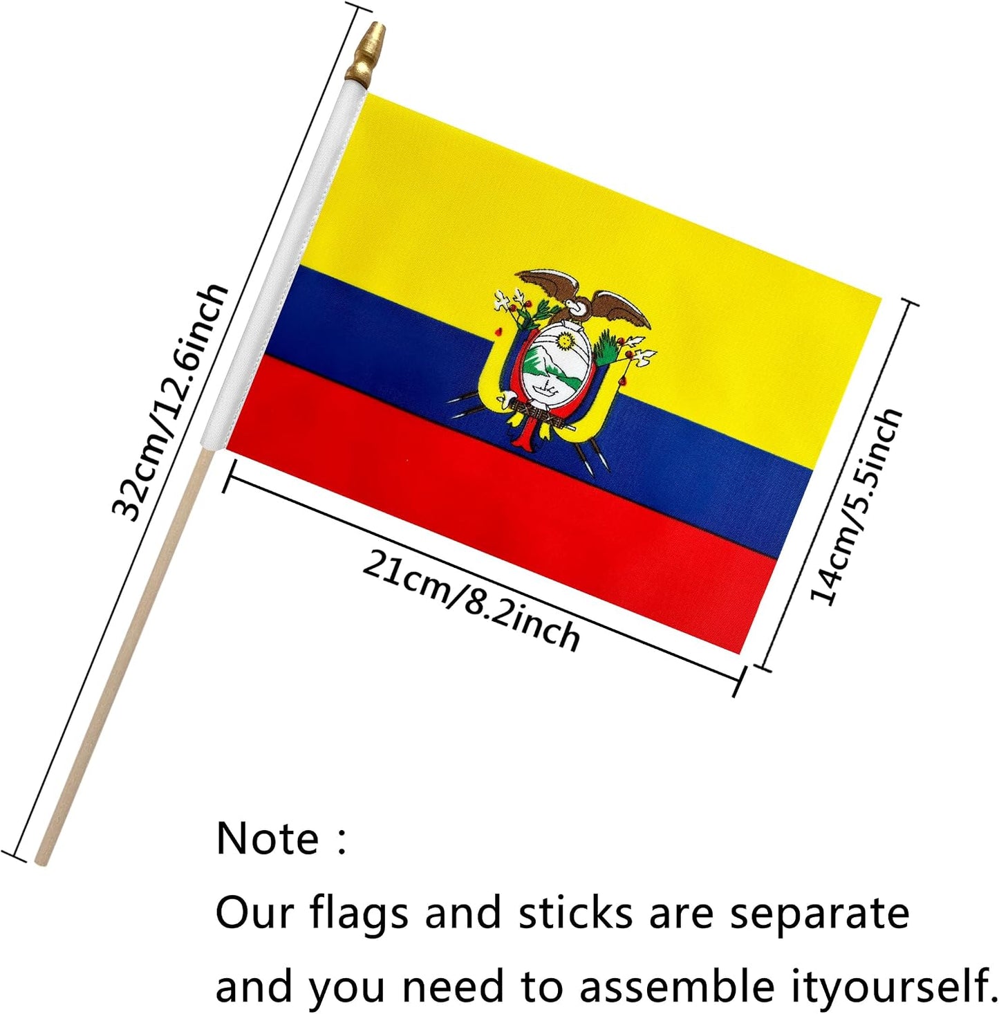 Banderas ecuatorianas 5x8pulg pack 12