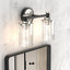 Lámpara baño negro níquel cepillado pantalla vidrio 2 luces
