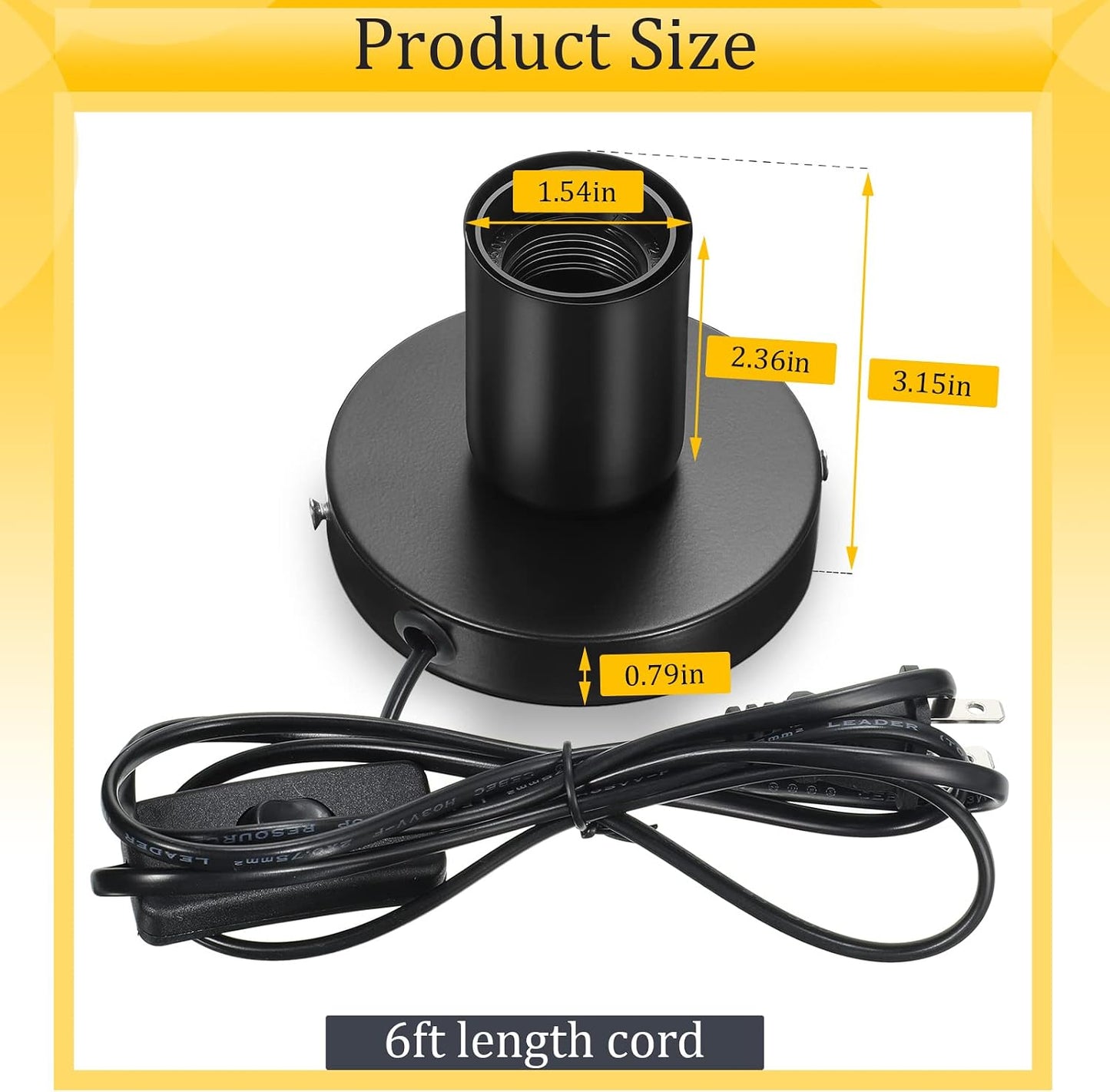 6 Pzas Lámpara Escritorio Metal E26/E27 Base 6ft Cable Interruptor