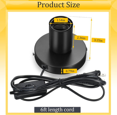 6 Pzas Lámpara Escritorio Metal E26/E27 Base 6ft Cable Interruptor