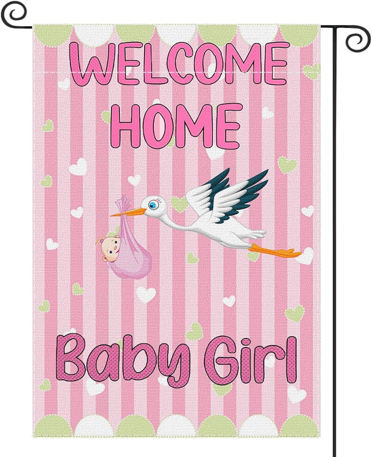 Bandera jardín doble cara it's a girl stork para bebé y fiestas