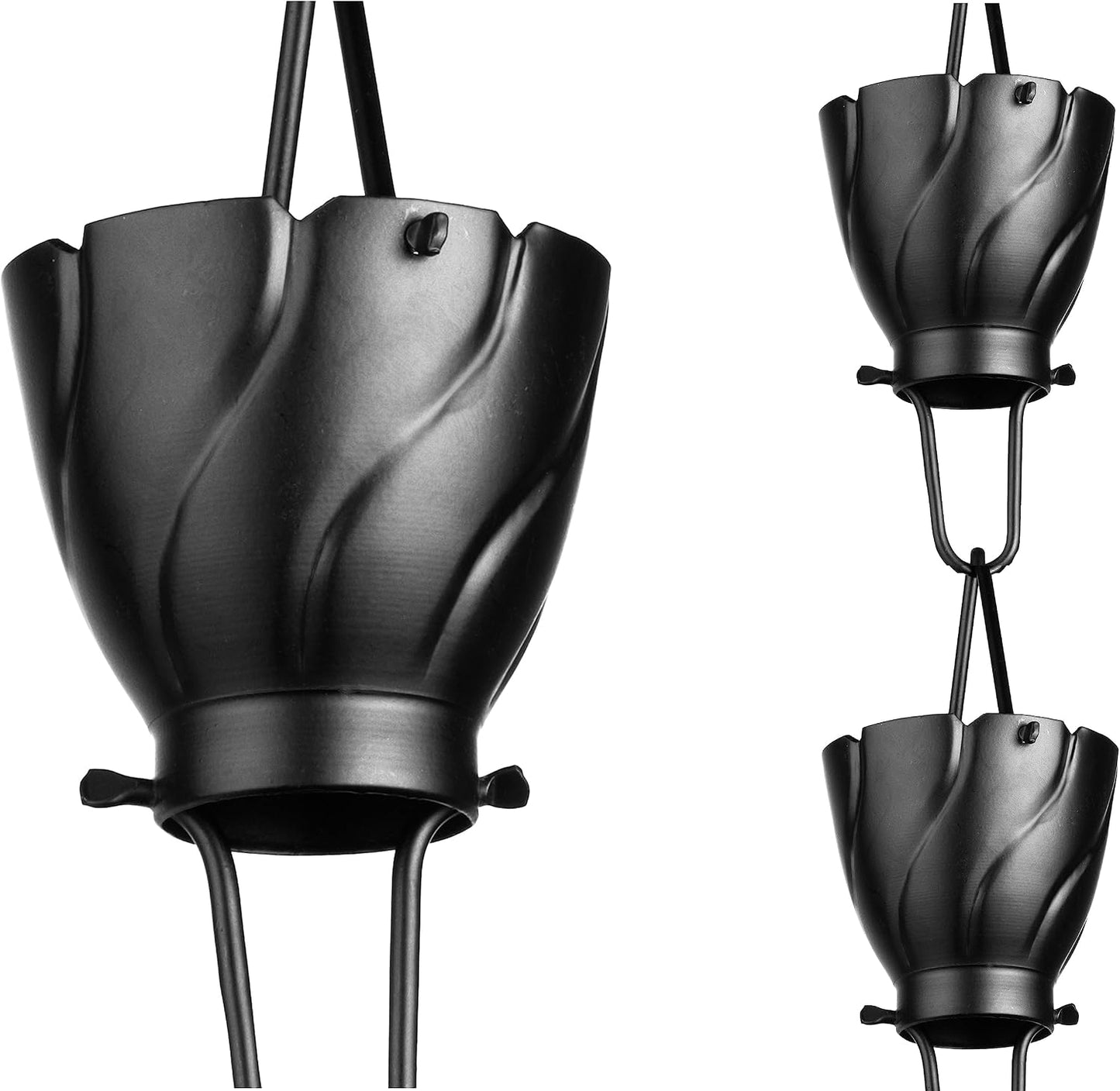 Cadena lluvia aluminio negro 8.5ft exterior decorativa