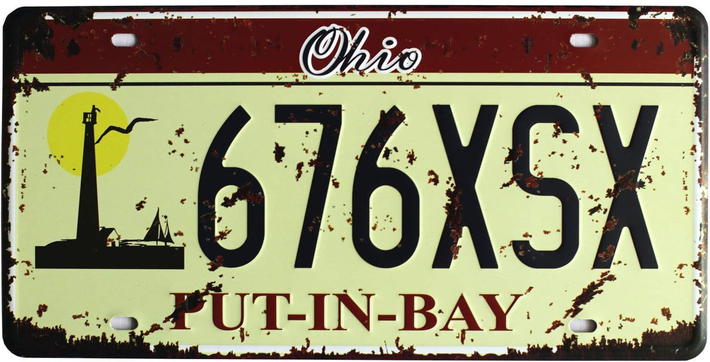 Placa matrícula vintage 6x12 pulg grabada Put-in-Bay
