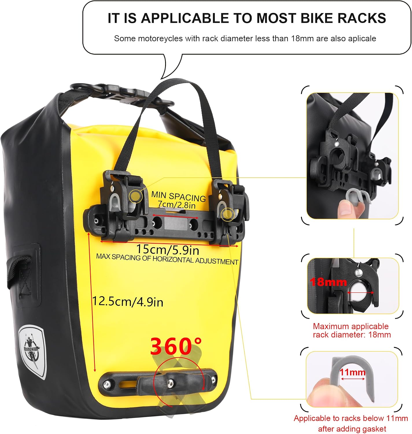 Bolsa alforja bicicleta 7L impermeable correa hombro