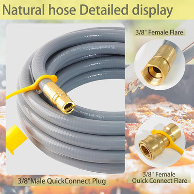 Manguera gas natural 25ft 3/8" conexiones rápidas parrilla