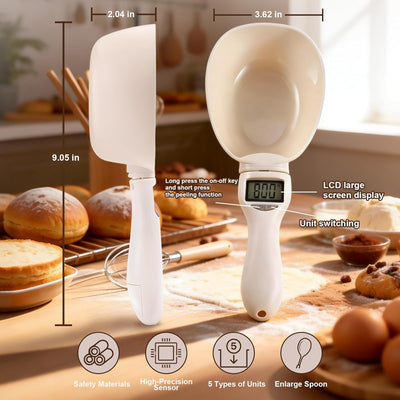 Cuchara medidora electrónica digital con conversión de unidades para cocina 2026