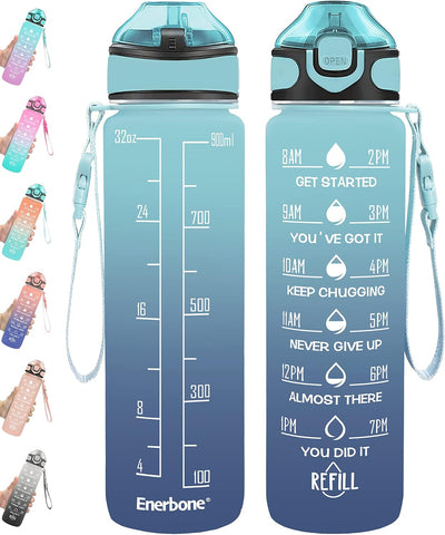 Botella agua 32oz con popote correa a prueba de fugas