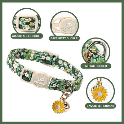 Collar gato flores separable con campana y colgante