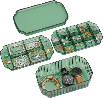 Caja organizadora joyas 3 capas transparente verde